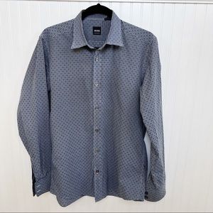 Hugo Boss Multi Blue Plaid Regular Fit Button-Up Shirt Men’s Size Medium